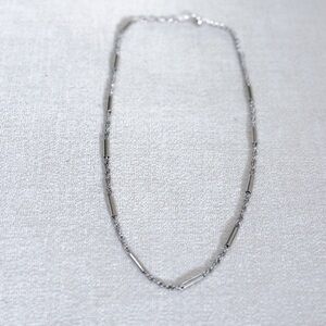 Designer Napier Silver Tone Bar and Twisted Cable Link Necklace 18” VTG 1970s